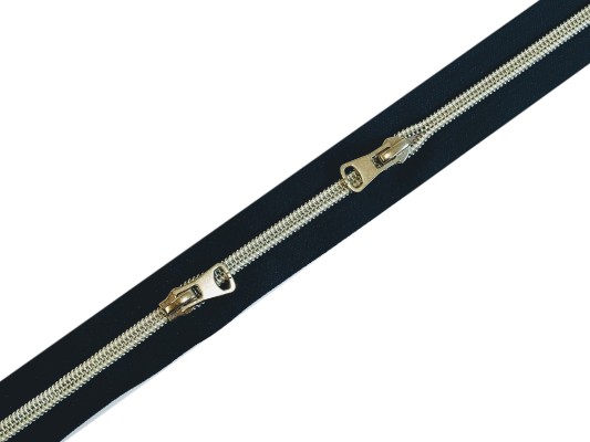 1 Meter+ 3 Zipper metallisierter Endlosreißverschluss-schwarz/silber