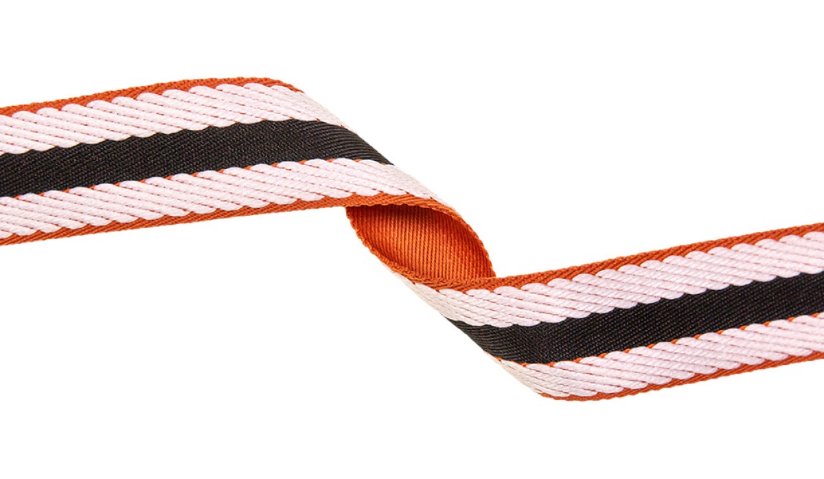 Gurtband gestreift-40 mm-orange-creme-schwarz